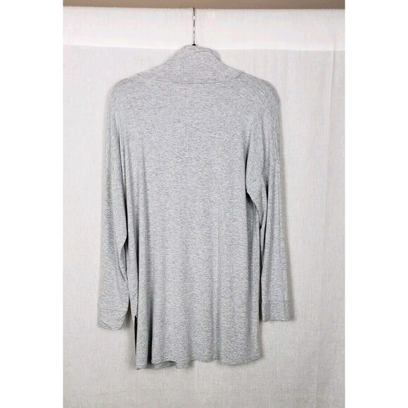 EILEEN FISHER Tunic Top PM Stretch Turtleneck Long Sleeve Slub Gray USA Work - Picture 2 of 5